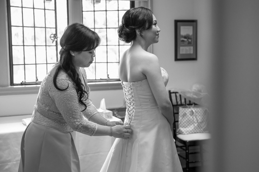 Bride getting ready at Vancouver Brock House Wedding