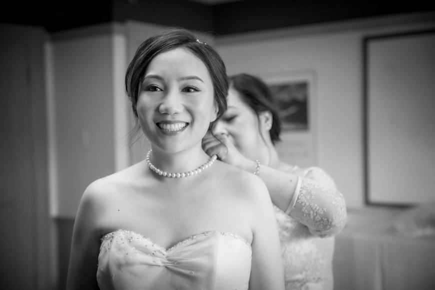 Bride getting ready at Vancouver Brock House Wedding